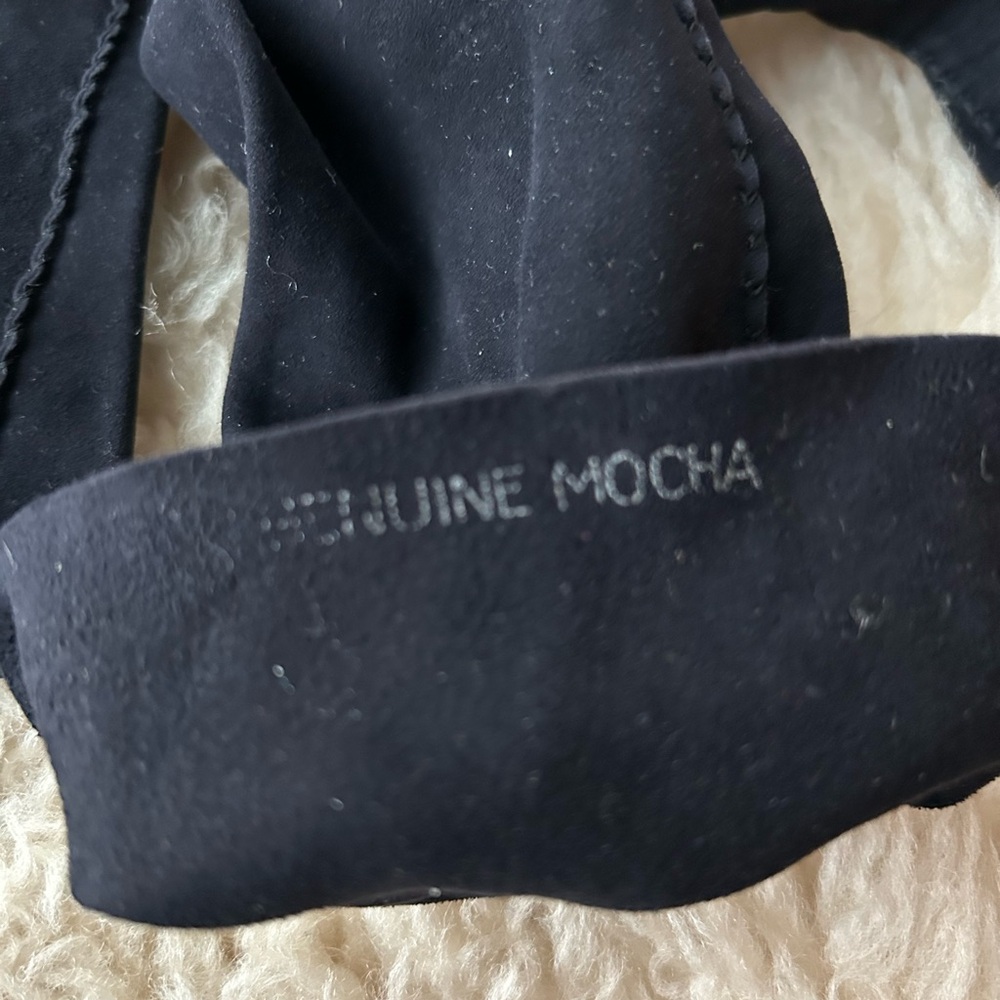 Vintage  Black suede Long Gloves - Picture 4 of 5